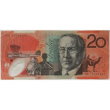 AUSTRALIA 2008 . TWENTY 20 DOLLAR BANKNOTE . STEVENS/PARKINSON . TRIPLE RADAR DIGITS 333